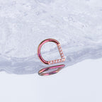 Teardrop CZ Titanium Segment Hoop - Teardrop CZ Titanium Segment Hoop - Pink / 8 mm by CRUXJEWELRY