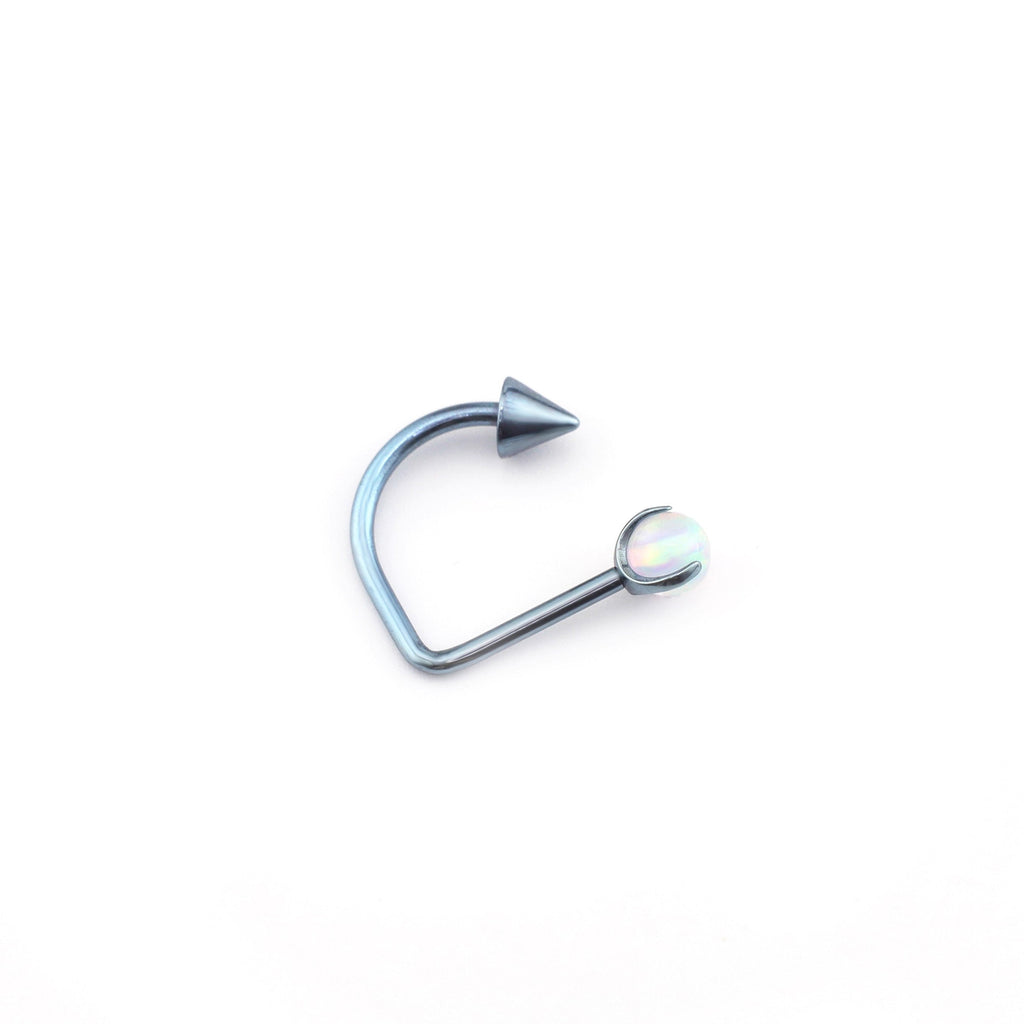 16G Opal Spike Titanium U-Ring - 16G Opal Spike Titanium U-Ring - Pearl White / 8mm by CRUXJEWELRY