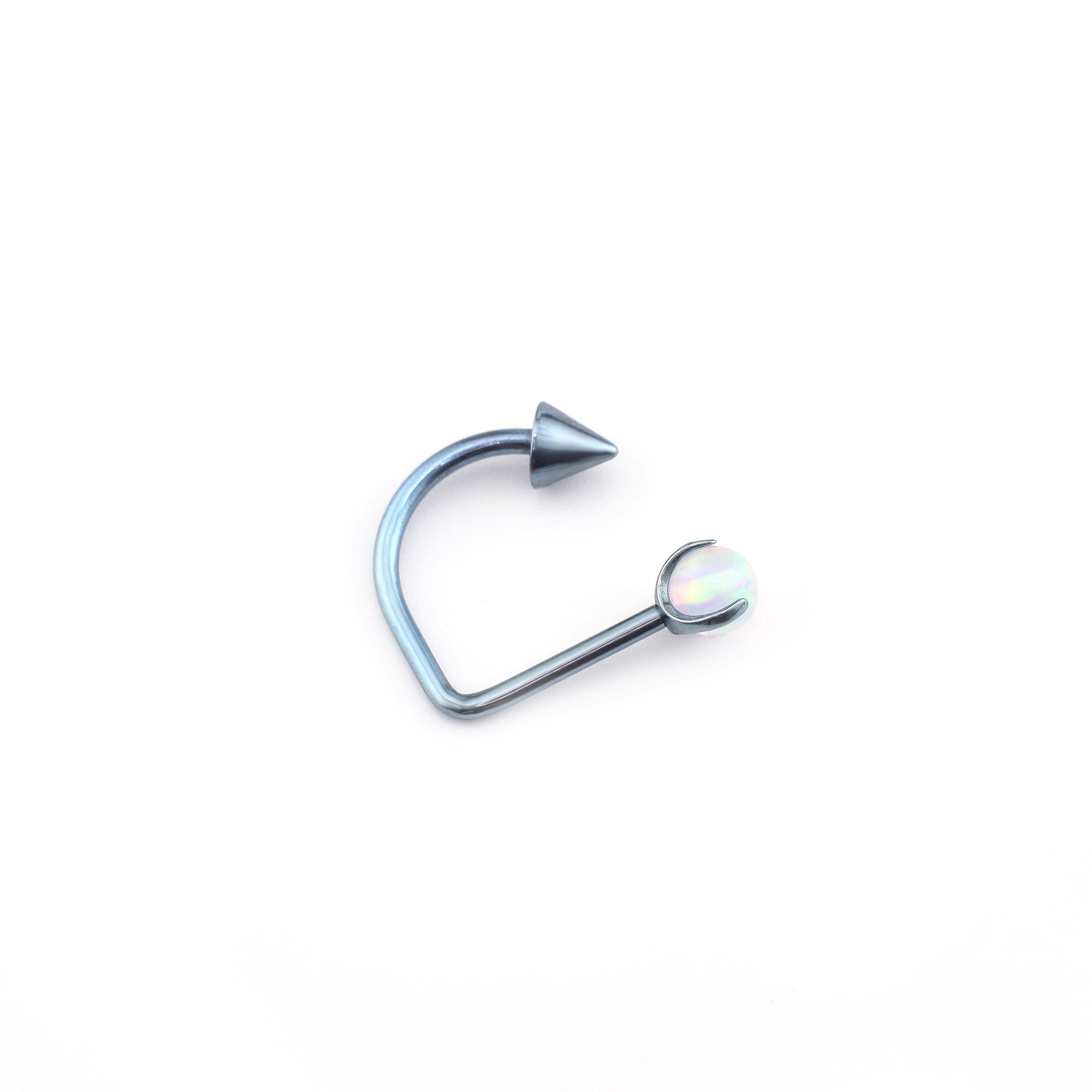 16G Opal Spike Titanium U-Ring - 16G Opal Spike Titanium U-Ring - Pearl White / 8mm by CRUXJEWELRY