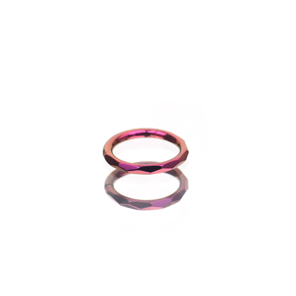 Engraved Wavy Titanium Segment Hoop - Engraved Wavy Titanium Segment Hoop - Pink by CRUXJEWELRY