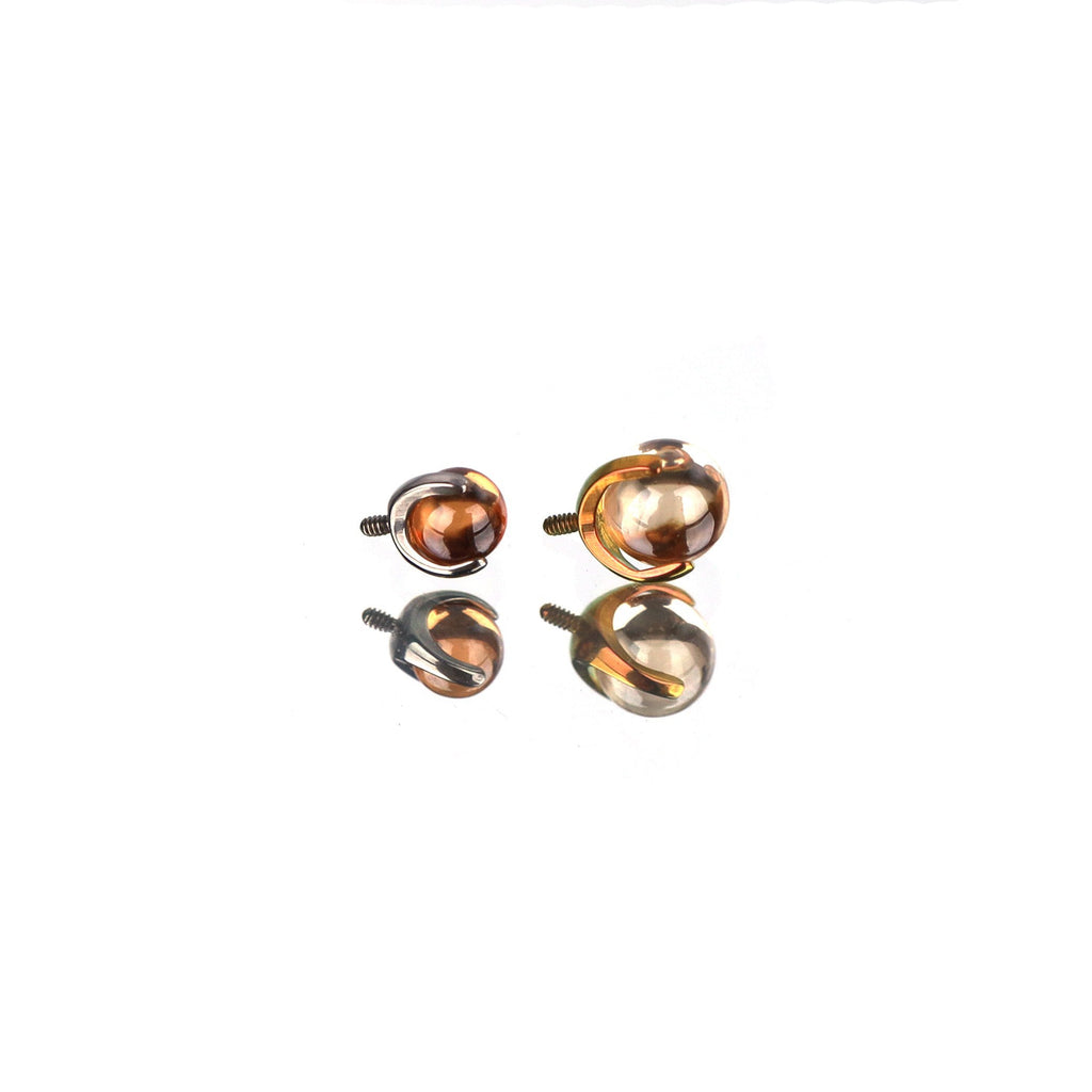 Rainbow CZ Basic ball Titanium Internally Threaded barbell stud - Rainbow CZ Basic ball Titanium Internally Threaded barbell stud - Orange / 4mm / 10mm by CRUXJEWELRY