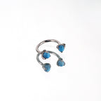 Colorful Dragon Claw CZ Stainless Steel Horseshoe Ring - Colorful Dragon Claw CZ Stainless Steel Horseshoe Ring - Ocean Blue / 8mm by CRUXJEWELRY