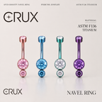 Colorful Double CZ Internally threaded Titanium Belly Ring