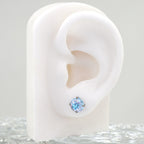 High Shine Gradient Firework-Cut CZ Titanium Studs - High Shine Gradient Firework-Cut CZ Titanium Studs - Blue / 6mm by CRUXJEWELRY