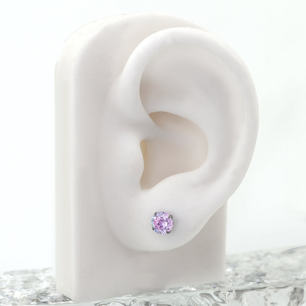 High Shine Gradient Firework-Cut CZ Titanium Studs - High Shine Gradient Firework-Cut CZ Titanium Studs - Pink / 6mm by CRUXJEWELRY