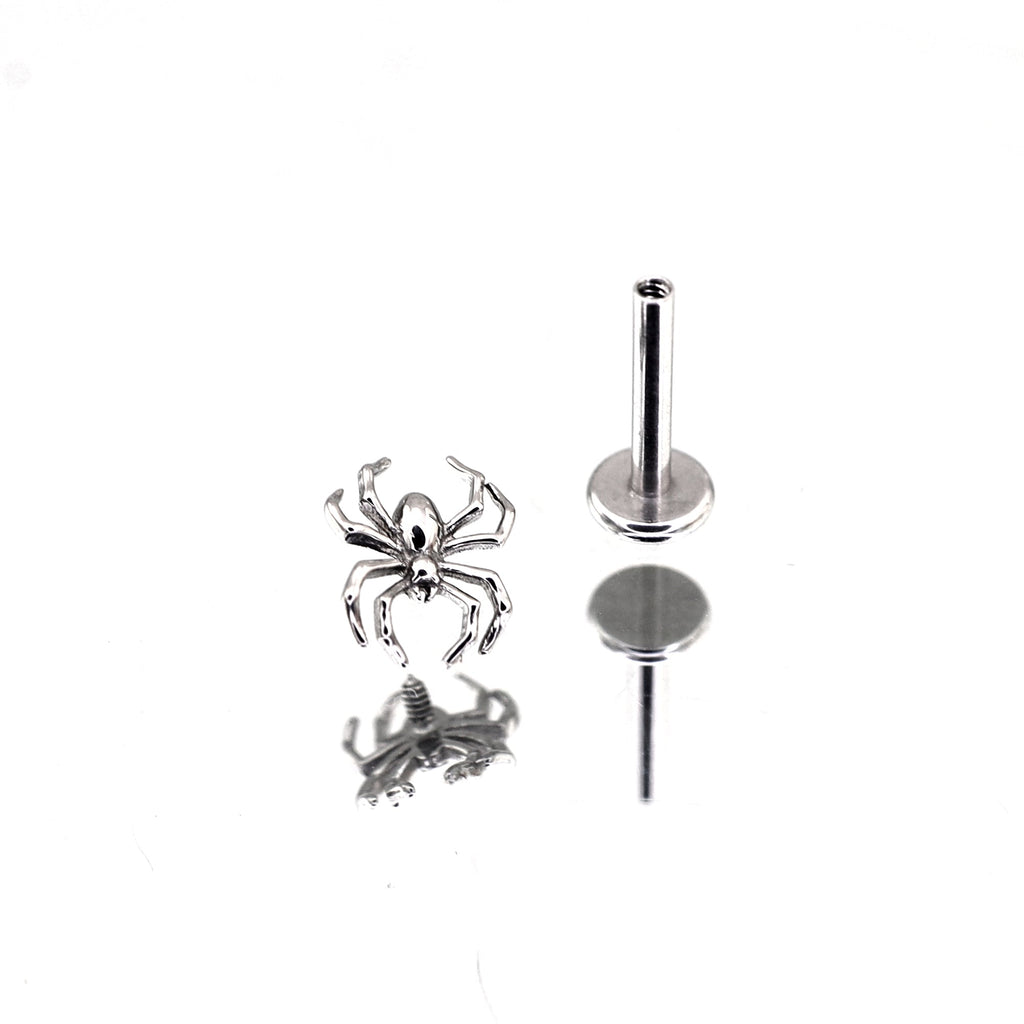 White&Blue Spider Titanium Internally Threaded Studs - White&Blue Spider Titanium Internally Threaded Studs - Sliver / 6mm by CRUXJEWELRY