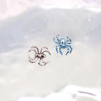 White&Blue Spider Titanium Internally Threaded Studs - White&Blue Spider Titanium Internally Threaded Studs - Sliver / 6mm by CRUXJEWELRY