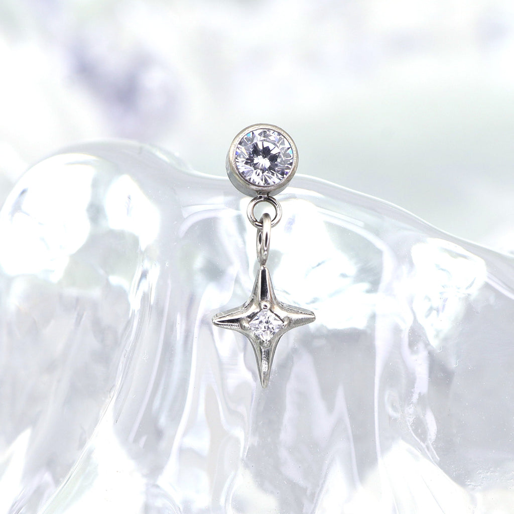 Pendant Star CZ Titanium Internally Threaded Studs - Pendant Star CZ Titanium Internally Threaded Studs - Blue / 6mm by CRUXJEWELRY