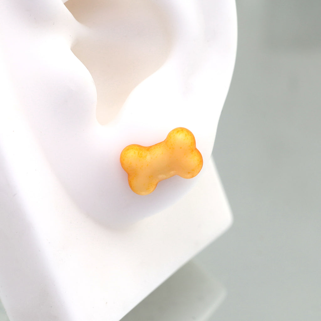 Star Baker - Resin Puppy's Bone Bread Stainless Steel Ear Studs - Star Baker - Resin Puppy's Bone Bread Stainless Steel Ear Studs - Single / 0.8mm/20G by CRUXJEWELRY