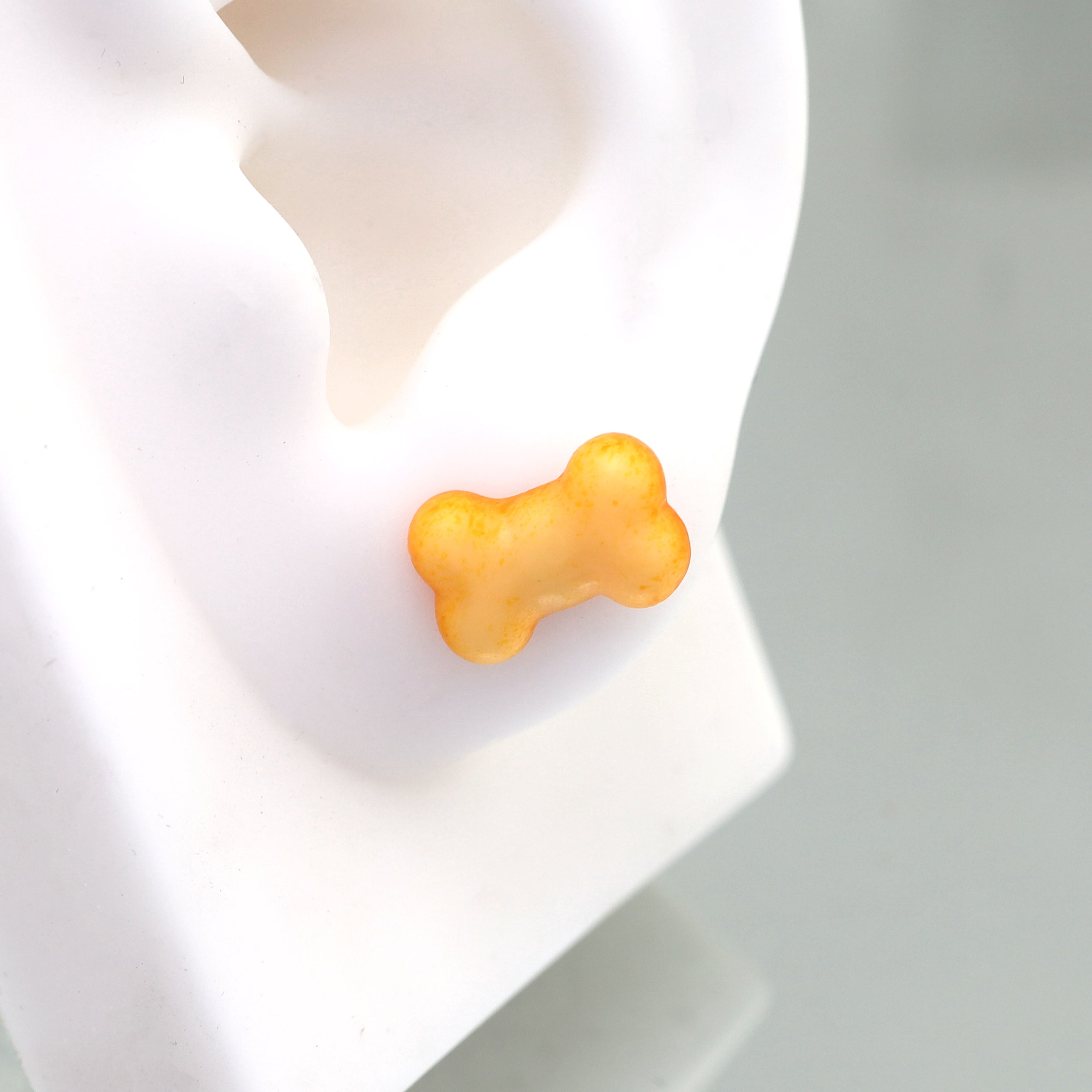 Star Baker - Resin Puppy's Bone Bread Stainless Steel Ear Studs - Star Baker - Resin Puppy's Bone Bread Stainless Steel Ear Studs - Single / 0.8mm/20G by CRUXJEWELRY