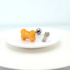 Star Baker - Resin Puppy's Bone Bread Stainless Steel Ear Studs - Star Baker - Resin Puppy's Bone Bread Stainless Steel Ear Studs - Single / 0.8mm/20G by CRUXJEWELRY