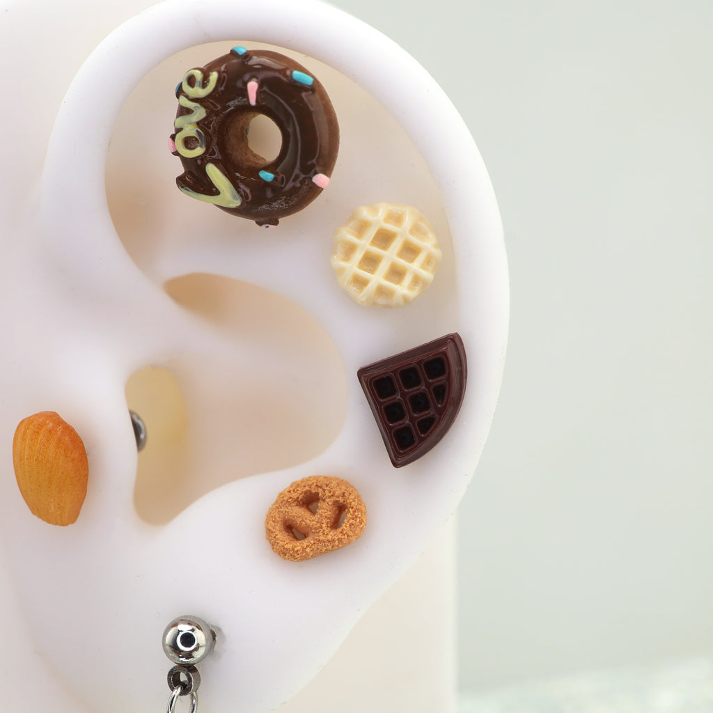 Star Baker - Doughnut Stainless Steel Ear Studs - Star Baker - Doughnut Stainless Steel Ear Studs - Single / 0.8mm/20G by CRUXJEWELRY