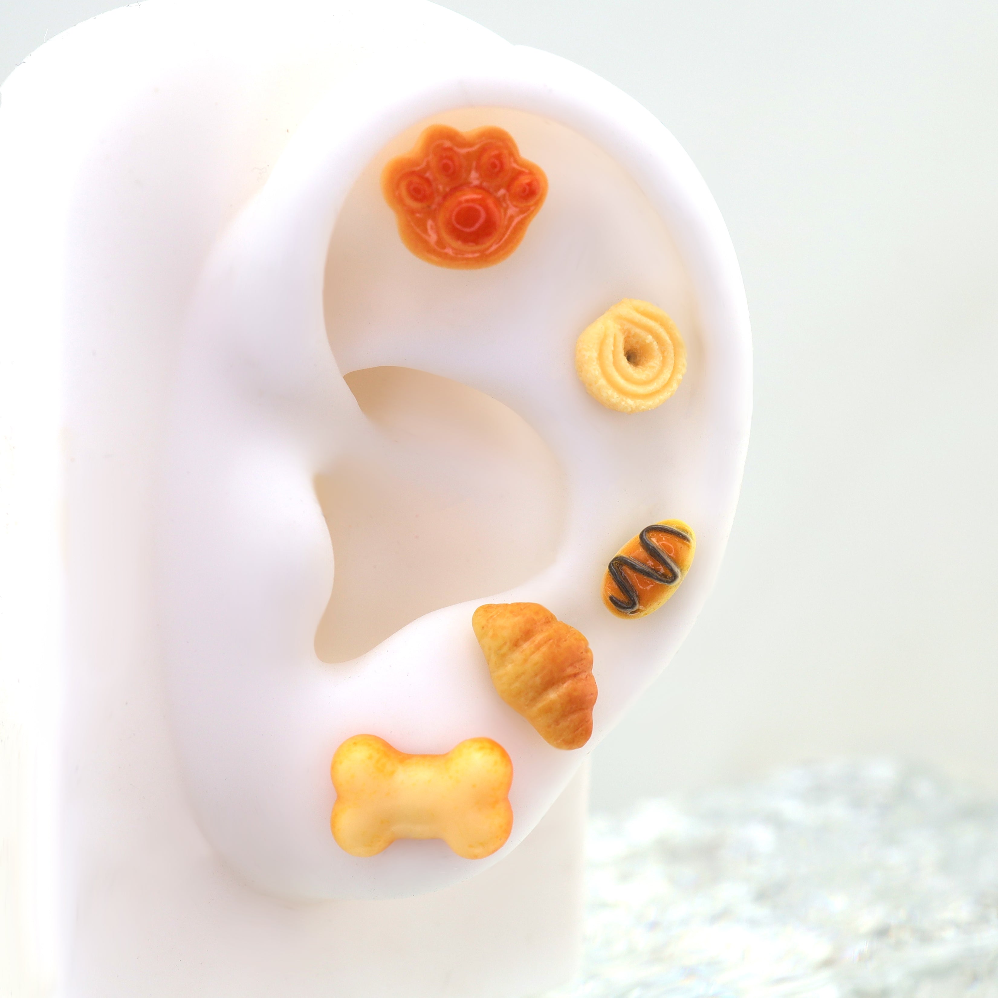 Star Baker - Cute Croissant Stainless Steel Ear Studs - Star Baker - Cute Croissant Stainless Steel Ear Studs - Single / 0.8mm/20G by CRUXJEWELRY