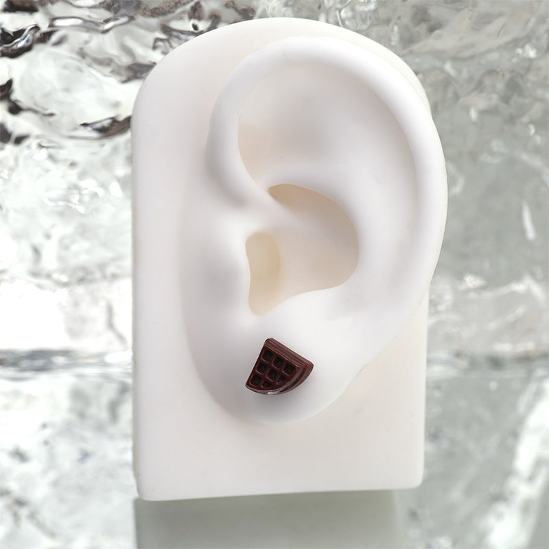 Star Baker - Chocolate Waffle stainless steel Ear Studs - Star Baker - Chocolate Waffle stainless steel Ear Studs - Single / 0.8mm/20G by CRUXJEWELRY