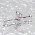 Pink CZ Bunny Stainless Steel Industrial Barbell - product image 2