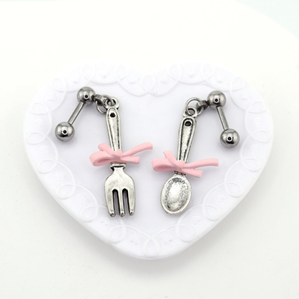 Star Baker- Cute Spoon & Fork stainless steel Earring - Star Baker- Cute Spoon & Fork stainless steel Earring - Spoon / 0.8mm-20G by CRUXJEWELRY