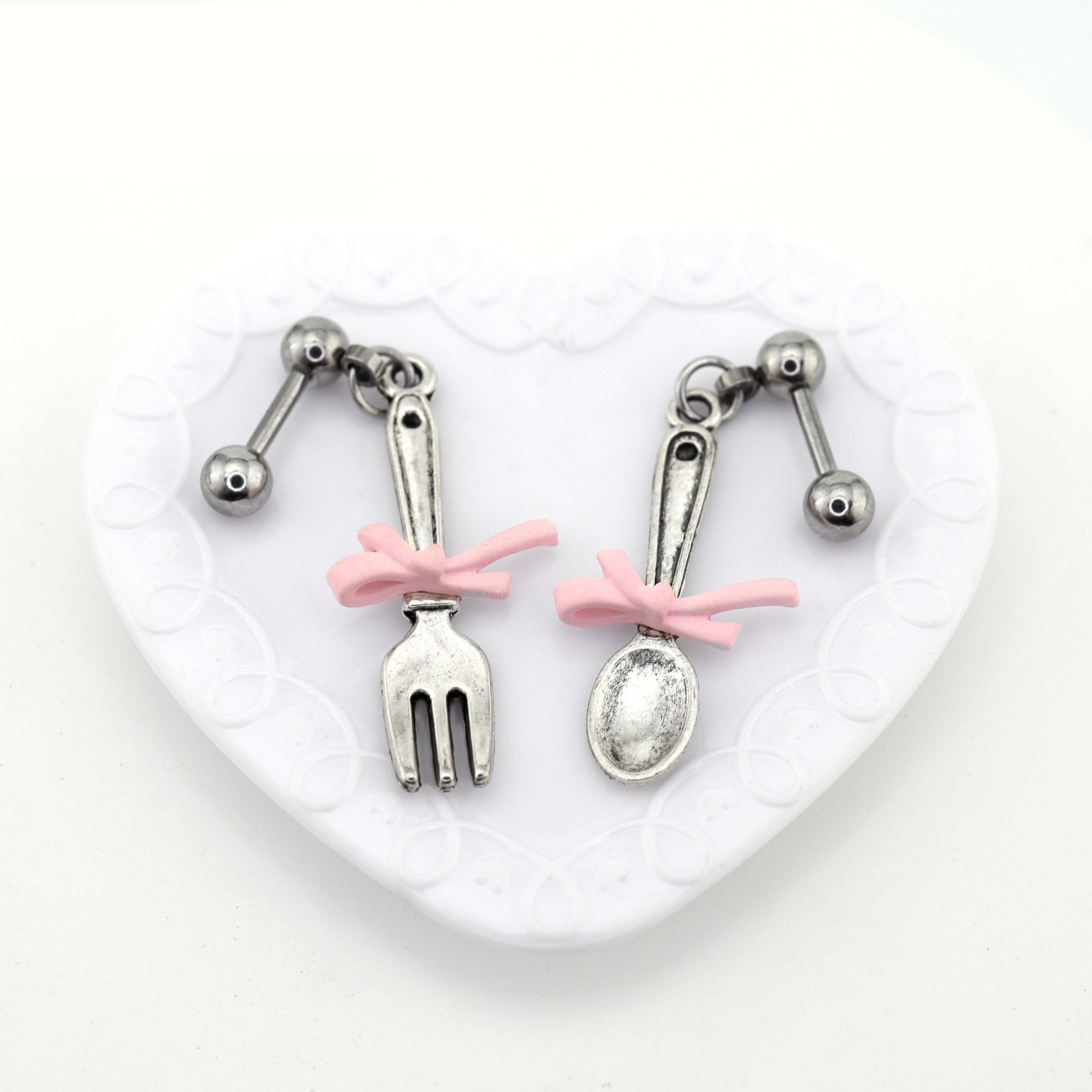 Star Baker- Cute Spoon & Fork stainless steel Earring - Star Baker- Cute Spoon & Fork stainless steel Earring - Spoon / 0.8mm-20G by CRUXJEWELRY