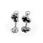 Spiked Oil Slick Cross stainless steel Ear Studs - Spiked Oil Slick Cross stainless steel Ear Studs - Single by CRUXJEWELRY