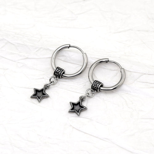 Black Star Dangle Stainless Steel Earrings - product image 2