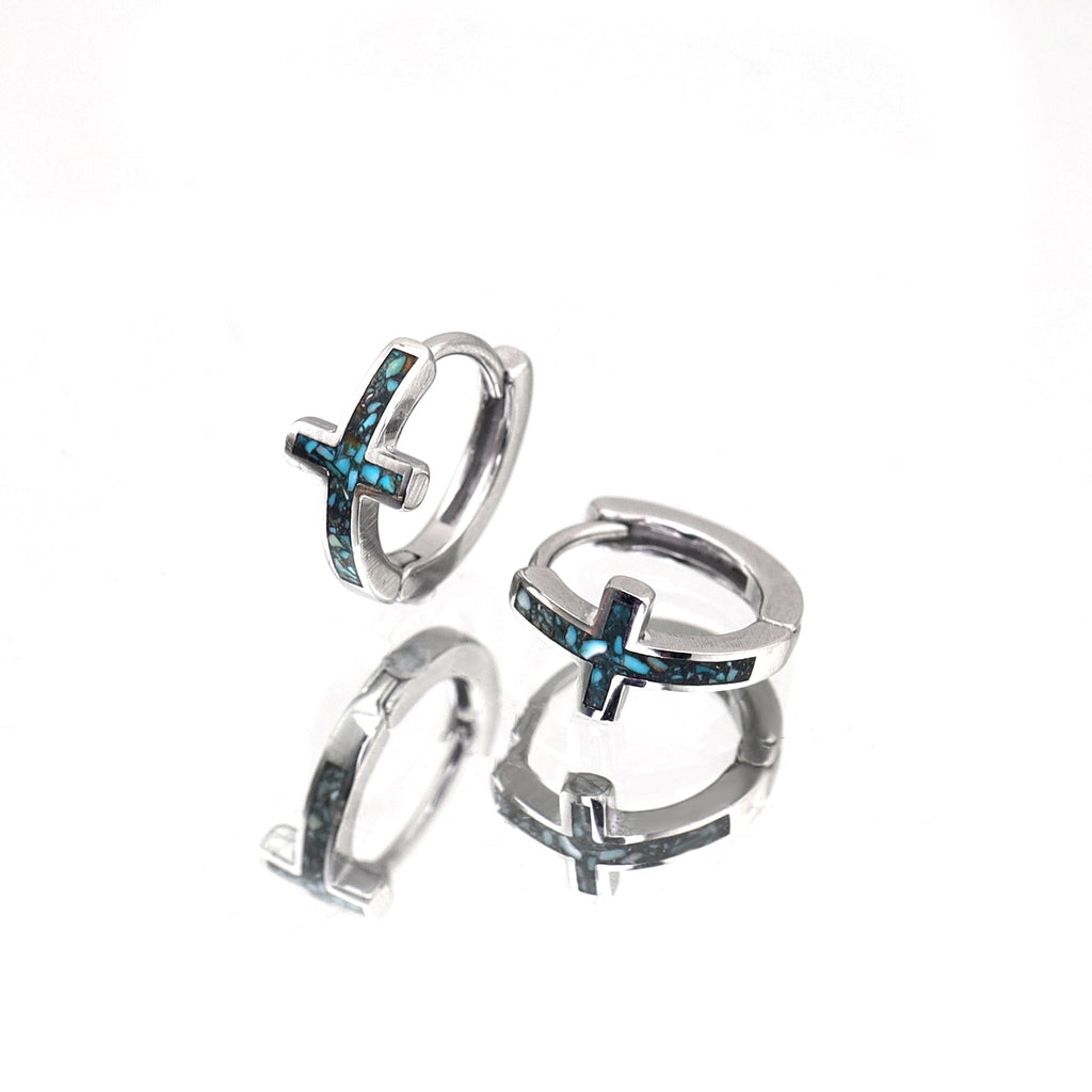 Turquoise Cross stainless steel Earrings - Turquoise Cross stainless steel Earrings - Single by CRUXJEWELRY