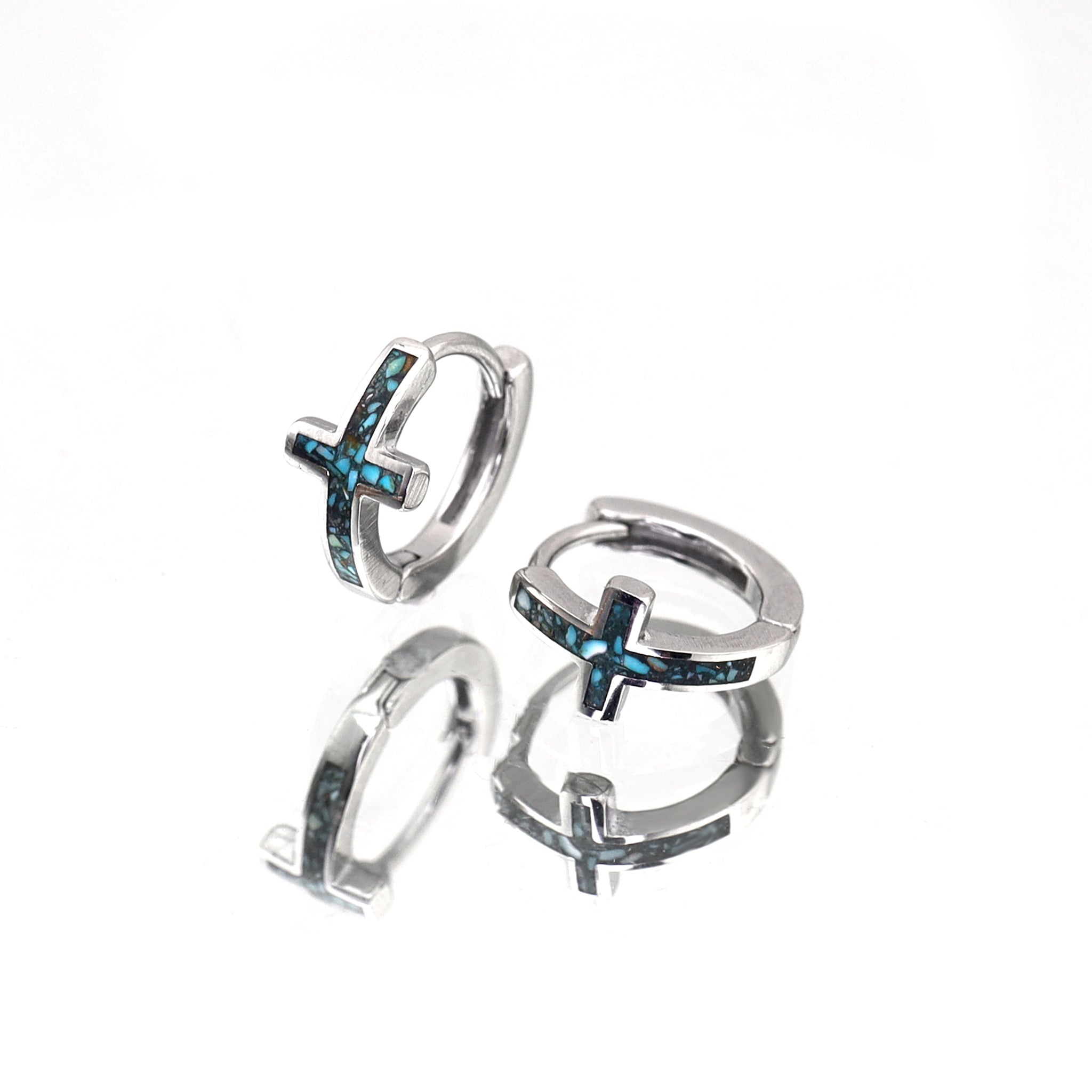 Turquoise Cross stainless steel Earrings - Turquoise Cross stainless steel Earrings - Single by CRUXJEWELRY