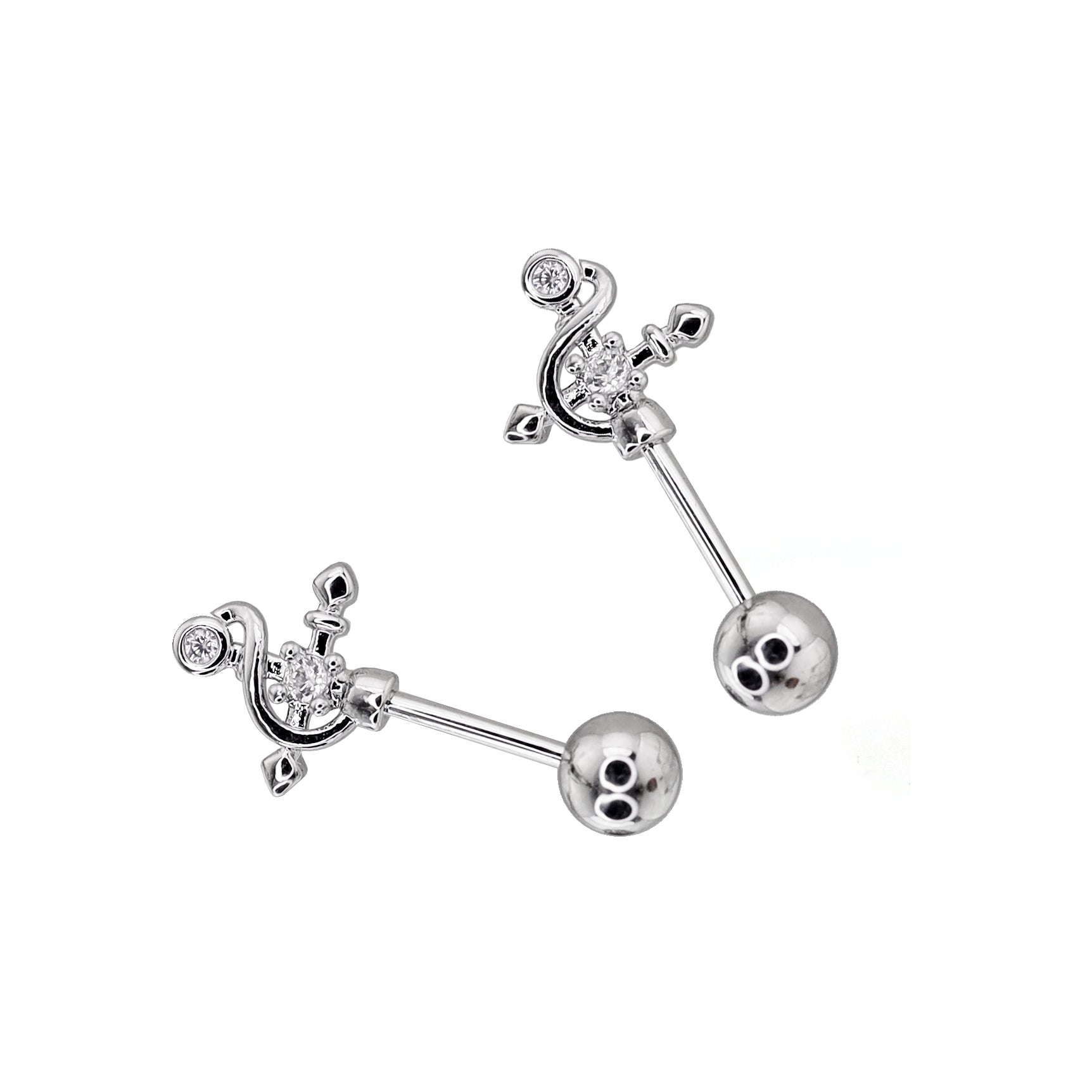 Magic Wand CZ Cross Helix Studs - Magic Wand CZ Cross Helix Studs - Set by CRUXJEWELRY