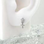 Pendant Cross CZ Stainless Steel Ear Studs - Pendant Cross CZ Stainless Steel Ear Studs - Single by CRUXJEWELRY