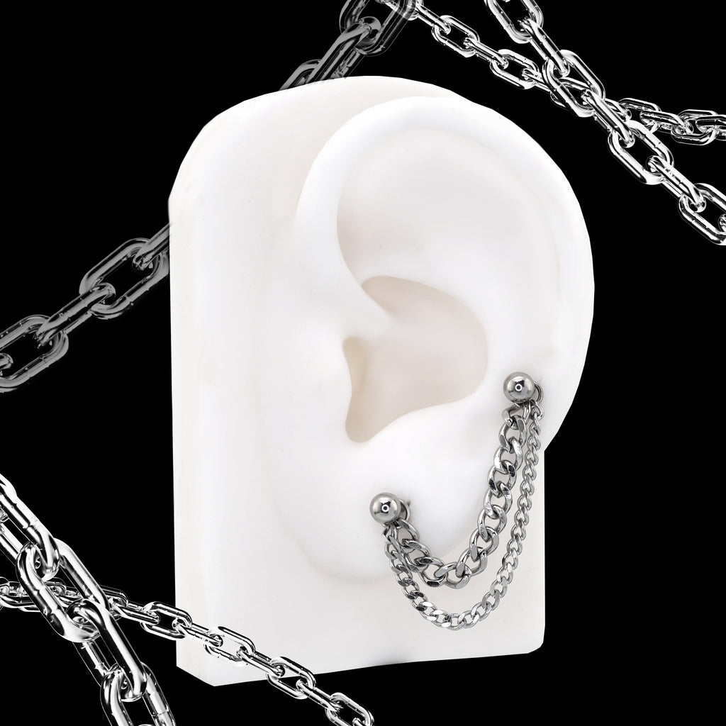 Punk Subculture Stainless Steel Ear Chain - Punk Subculture Stainless Steel Ear Chain - 6mm by CRUXJEWELRY