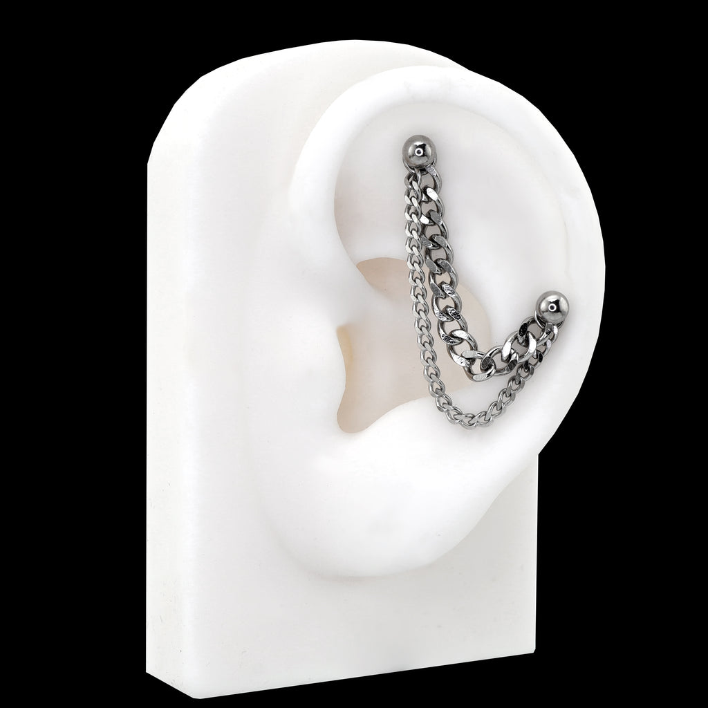 Punk Subculture Stainless Steel Ear Chain - Punk Subculture Stainless Steel Ear Chain - 6mm by CRUXJEWELRY