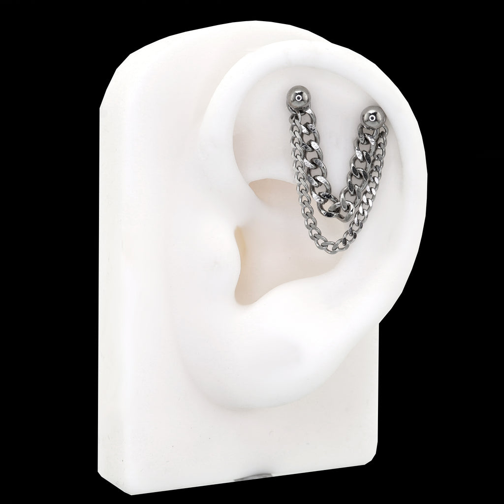 Punk Subculture Stainless Steel Ear Chain - Punk Subculture Stainless Steel Ear Chain - 6mm by CRUXJEWELRY