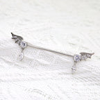Wing CZ Pendant stainless steel Industrial Barbell - Wing CZ Pendant stainless steel Industrial Barbell - Default Title by CRUXJEWELRY