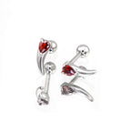 Heart Red CZ Dragon Fang Stainless Steel Ear Stud - Heart Red CZ Dragon Fang Stainless Steel Ear Stud - Set by CRUXJEWELRY