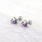PAIR OF 20G Thin Star Moon Heart CZ Ear Studs - PAIR OF 20G Thin Star Moon Heart CZ Ear Studs - Pink by CRUXJEWELRY