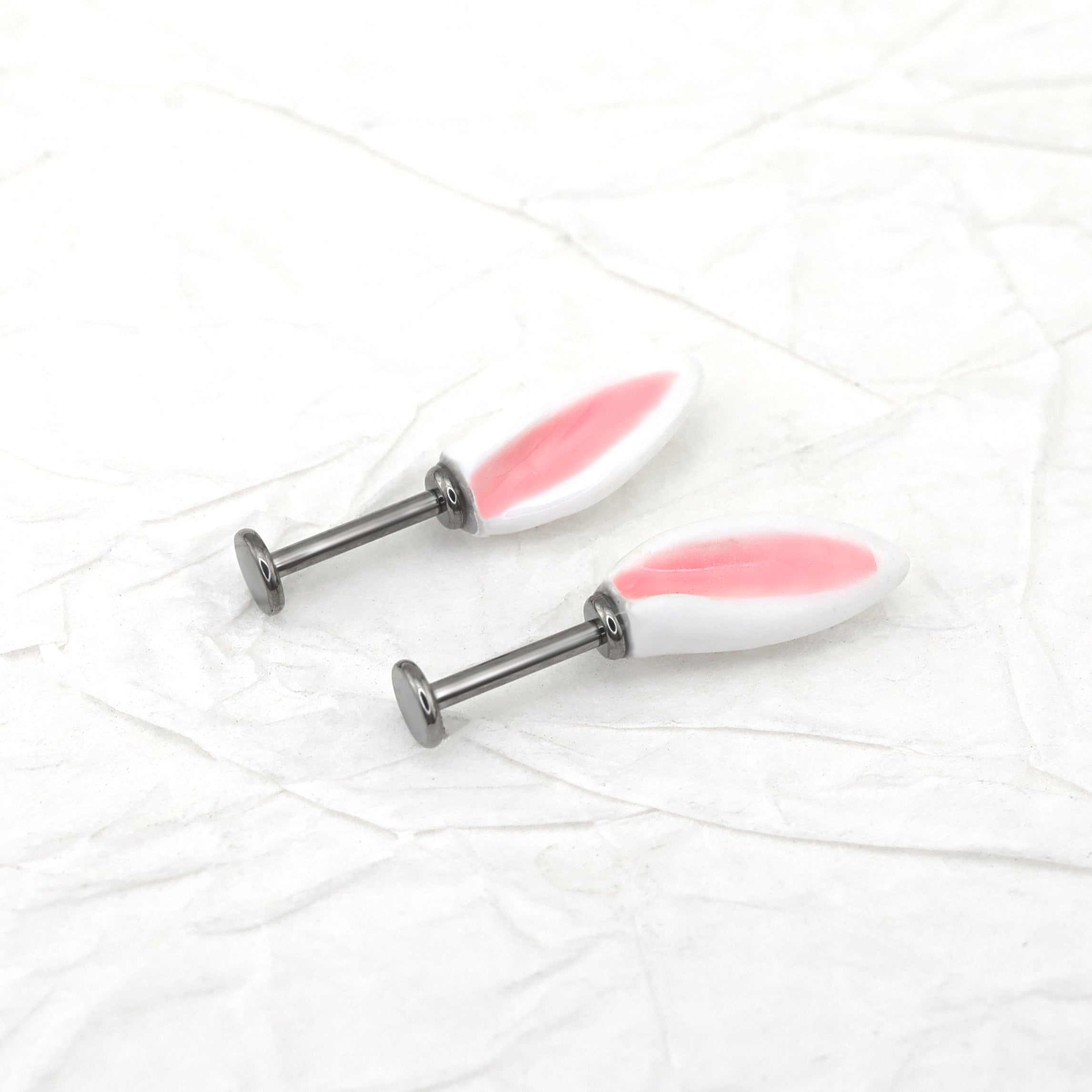 Paws & Purrs - PAIR OF Bunny Ear Titanium Helix Studs - Paws & Purrs - PAIR OF Bunny Ear Titanium Helix Studs - 6mm by CRUXJEWELRY