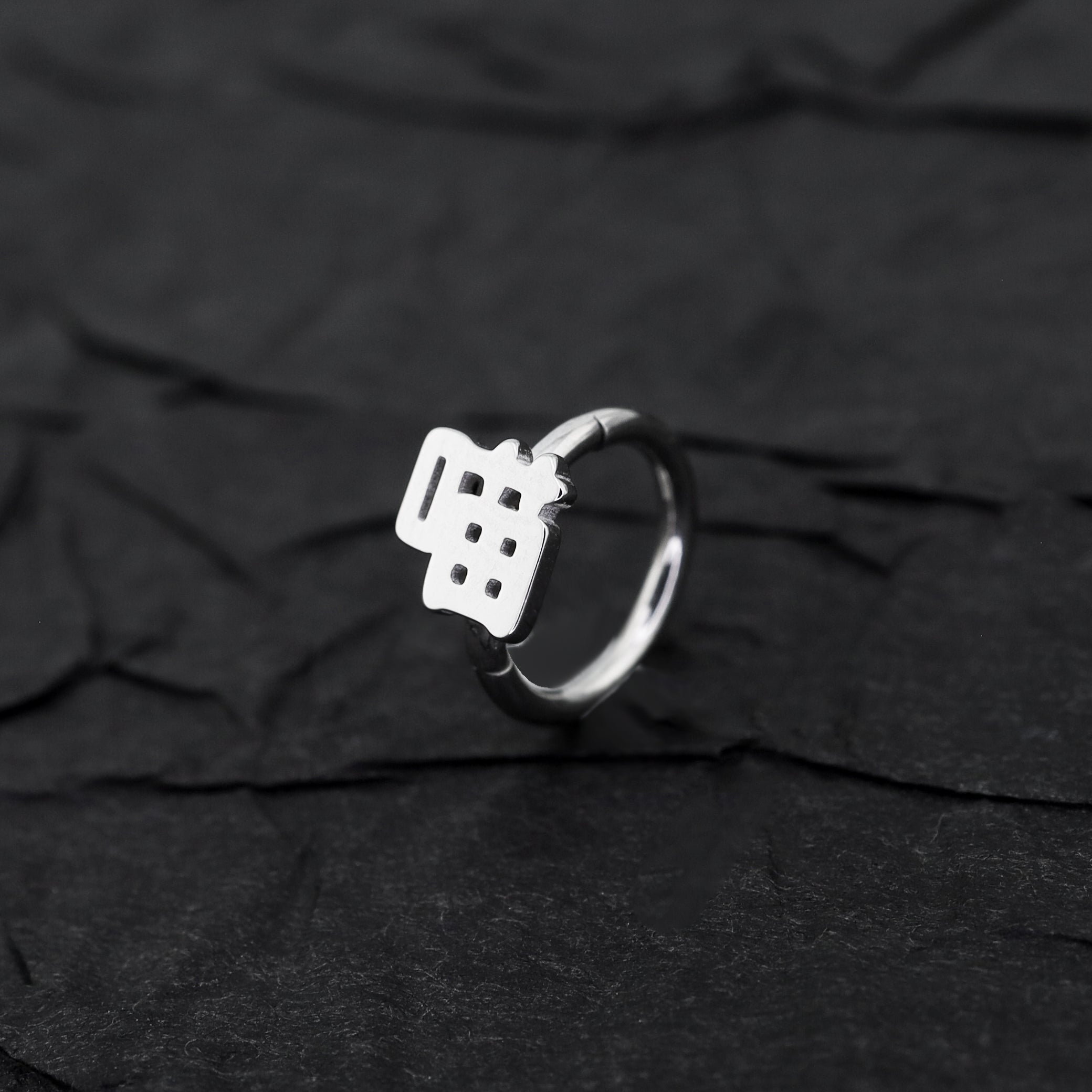 Kyoto Limited Series - Stainless Steel Segment Hoop - Kyoto Limited Series - Stainless Steel Segment Hoop - 喵 / 8mm by CRUXJEWELRY