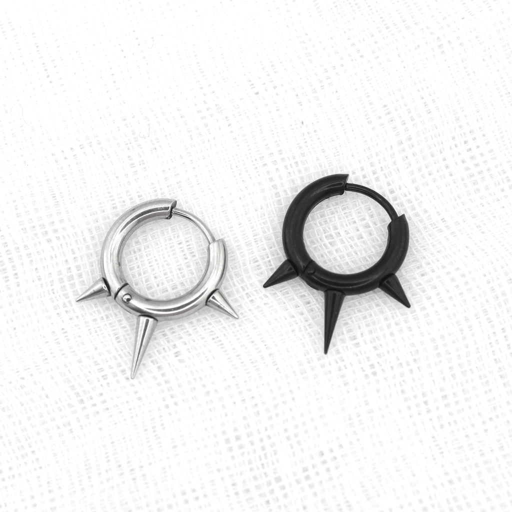 PAIR OF Black & White Spike stainless steel Ear Rings - PAIR OF Black & White Spike stainless steel Ear Rings - Set by CRUXJEWELRY