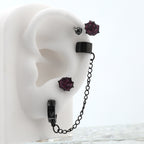 Black Six-Spike Chain Ear Clips - Black Six-Spike Chain Ear Clips - Chain by CRUXJEWELRY
