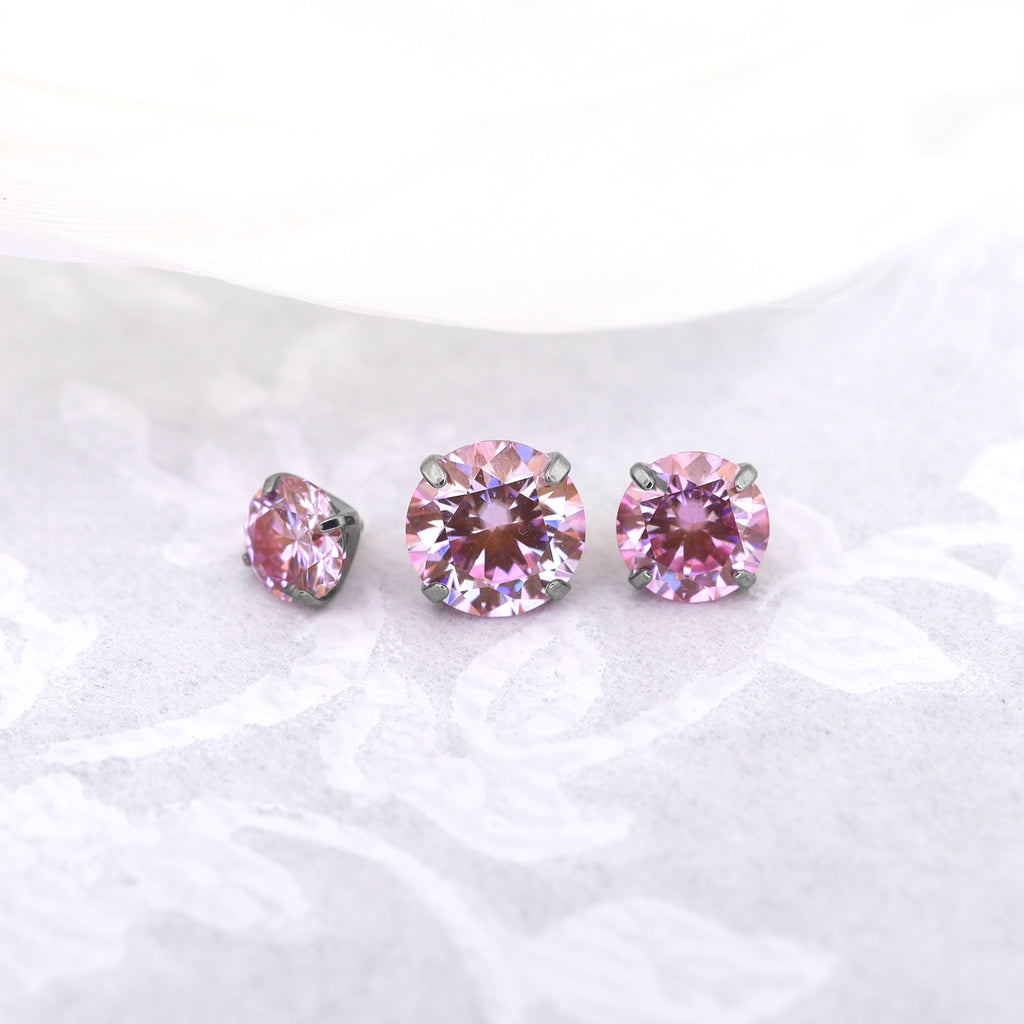 Luxurious Moissanite Flat Back Stud - Brilliant Implant Grade Titanium Ear & Lip Piercing