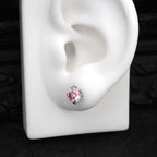 High Shine Pink Moissanite Internally Threaded Titanium Stud - High Shine Pink Moissanite Internally Threaded Titanium Stud - 3mm / 6mm by CRUXJEWELRY