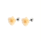 Openwork Rose & Pearl Chain stainless steel Earrings - Openwork Rose & Pearl Chain stainless steel Earrings - Pair Of Rose Studs by CRUXJEWELRY