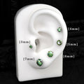 High Shine Green Moissanite Internally Threaded Titanium Stud - High Shine Green Moissanite Internally Threaded Titanium Stud - 3mm / 6mm by CRUXJEWELRY