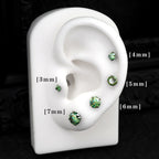 High Shine Green Moissanite Internally Threaded Titanium Stud - High Shine Green Moissanite Internally Threaded Titanium Stud - 3mm / 6mm by CRUXJEWELRY