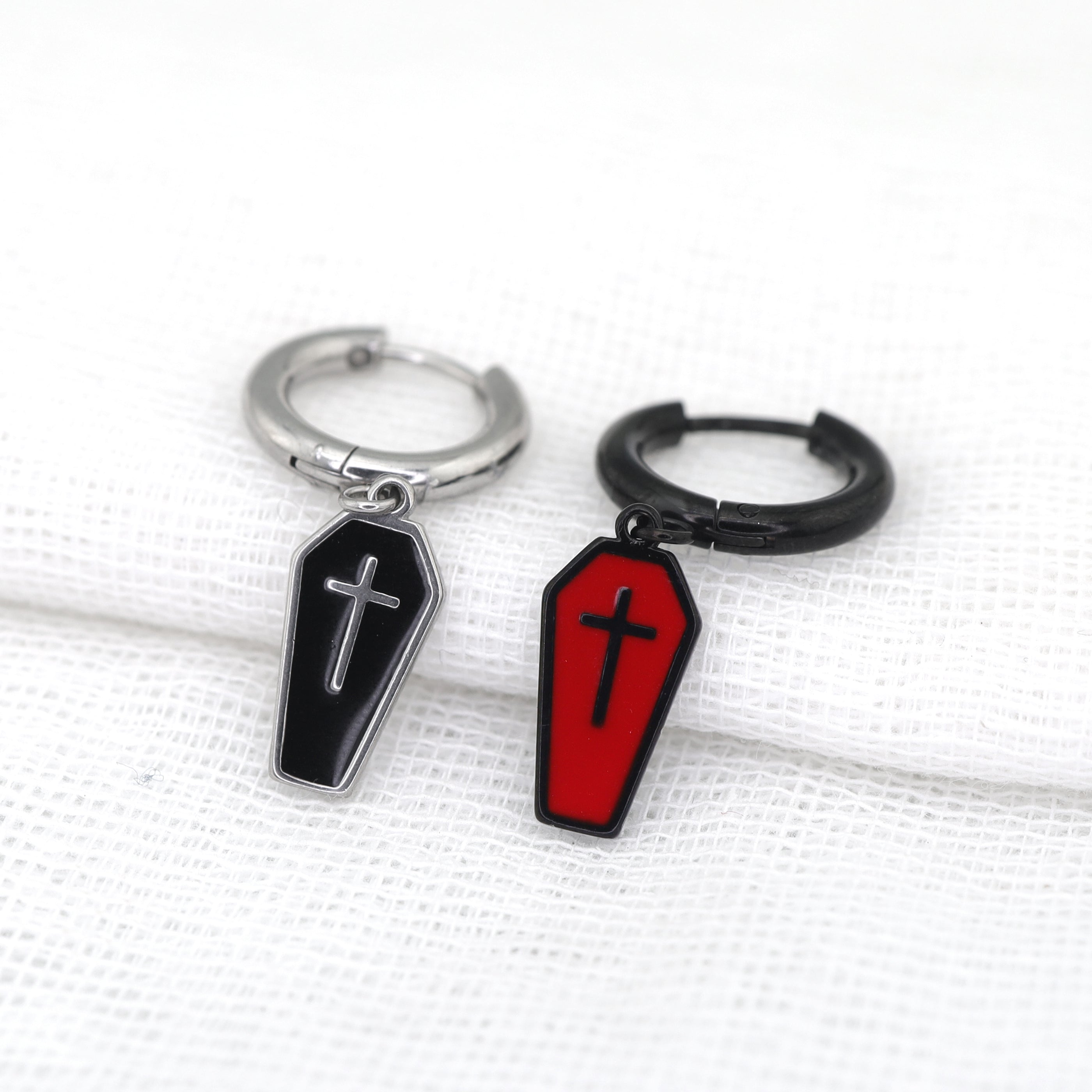 Hallowmas - PAIR OF Coffin Cross stainless steel Earring - Hallowmas - PAIR OF Coffin Cross stainless steel Earring - Set by CRUXJEWELRY