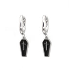 Hallowmas - PAIR OF Coffin Cross stainless steel Earring - Hallowmas - PAIR OF Coffin Cross stainless steel Earring - Black by CRUXJEWELRY