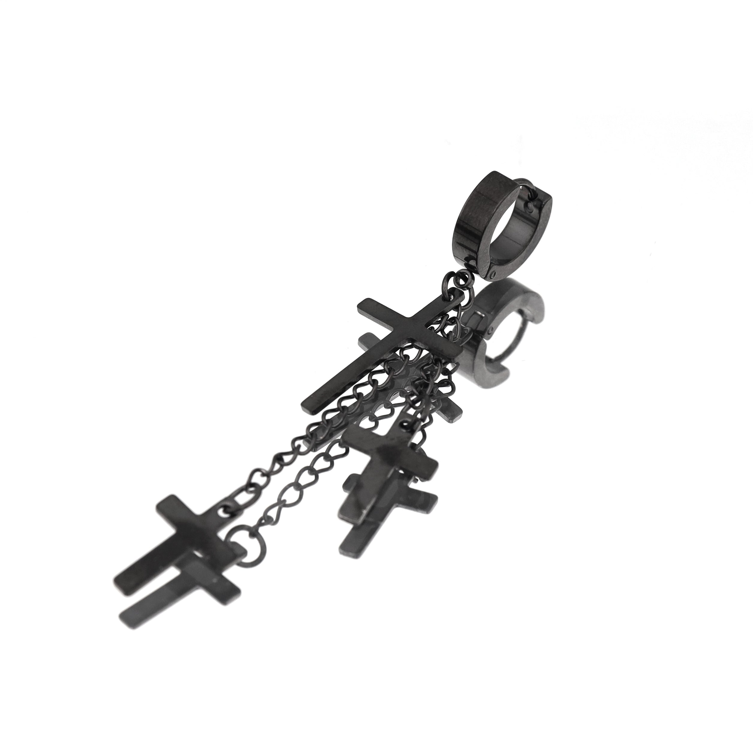 Cross Drop Chain Stainless Steel Earring Chain - Cross Drop Chain Stainless Steel Earring Chain - Black / Single by CRUXJEWELRY