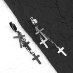 Cross Drop Chain Stainless Steel Earring Chain - Cross Drop Chain Stainless Steel Earring Chain - Black / Single by CRUXJEWELRY