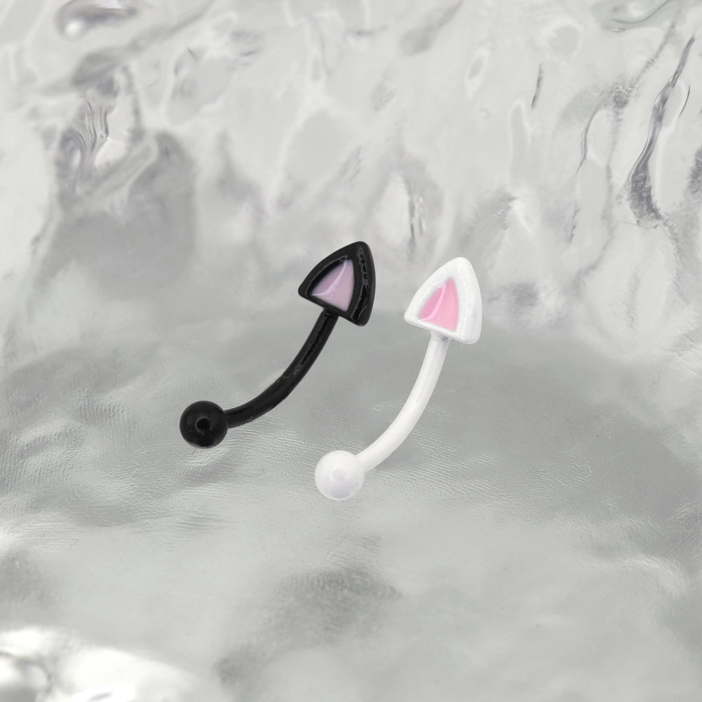 Paws & Purrs - Colorful Cat Ear Stainless Steel Rook Stud - Paws & Purrs - Colorful Cat Ear Stainless Steel Rook Stud - White / Single / 8mm by CRUXJEWELRY