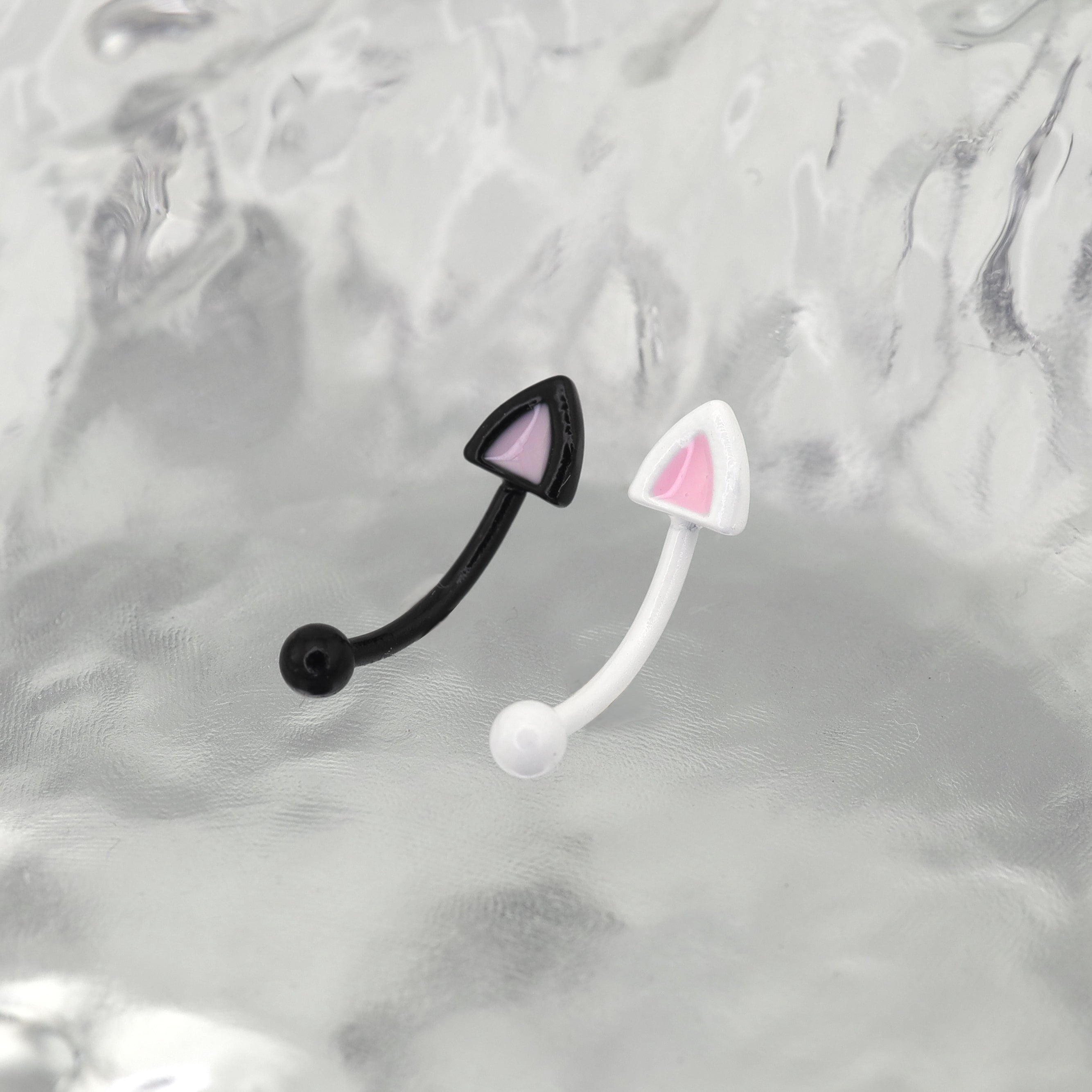 Paws & Purrs - Colorful Cat Ear Stainless Steel Rook Stud - Paws & Purrs - Colorful Cat Ear Stainless Steel Rook Stud - White / Single / 8mm by CRUXJEWELRY