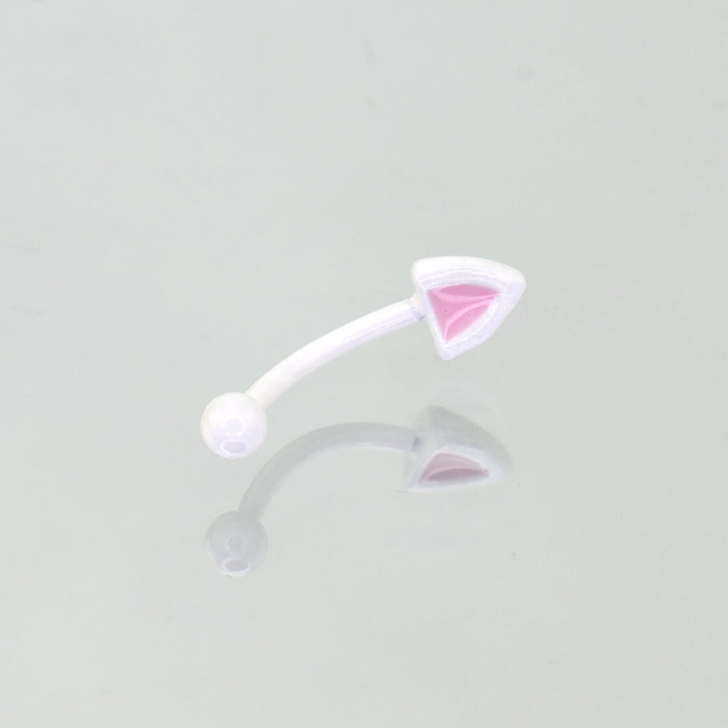 Paws & Purrs - Colorful Cat Ear Stainless Steel Rook Stud - Paws & Purrs - Colorful Cat Ear Stainless Steel Rook Stud - White / Single / 8mm by CRUXJEWELRY