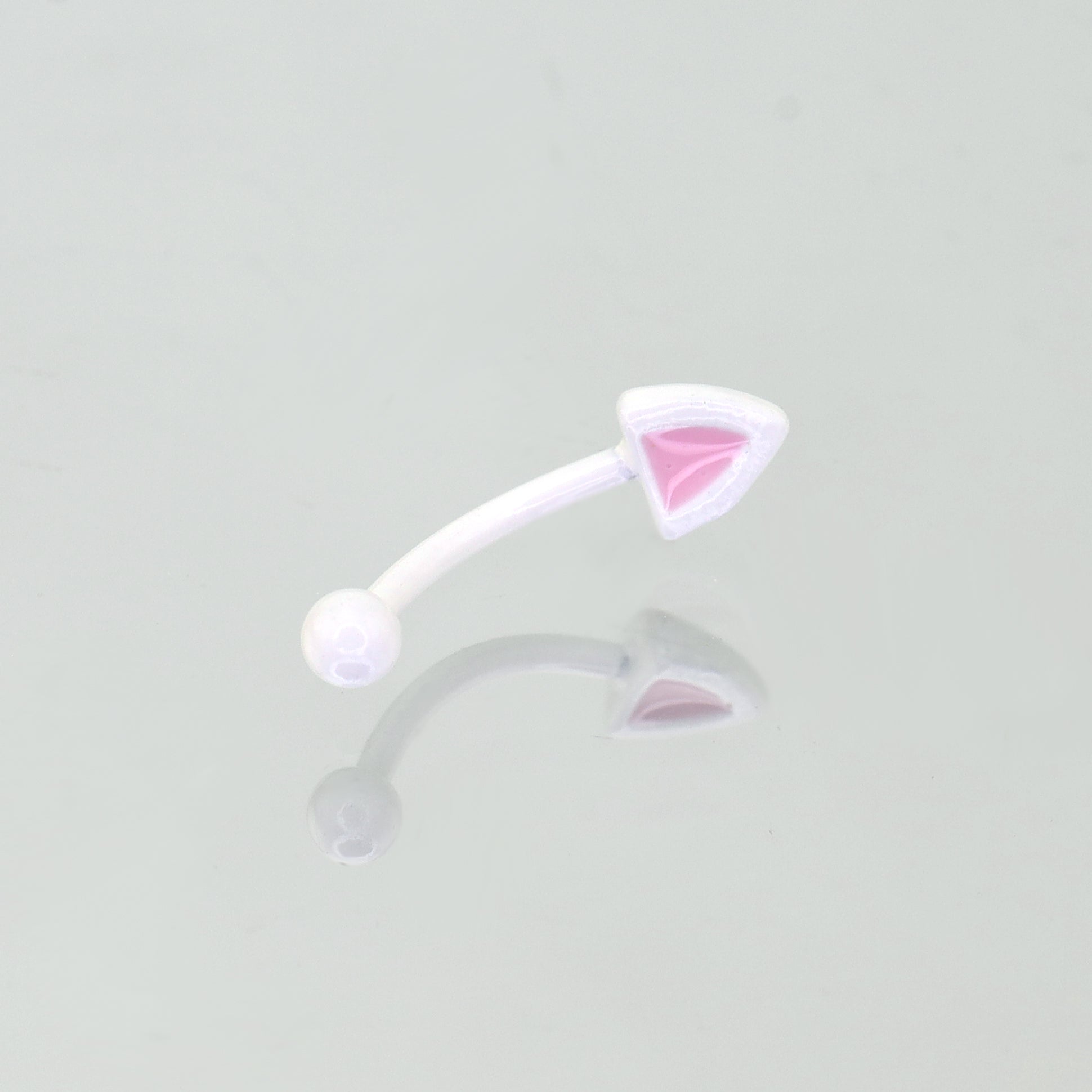 Paws & Purrs - Colorful Cat Ear Stainless Steel Rook Stud - Paws & Purrs - Colorful Cat Ear Stainless Steel Rook Stud - White / Single / 8mm by CRUXJEWELRY